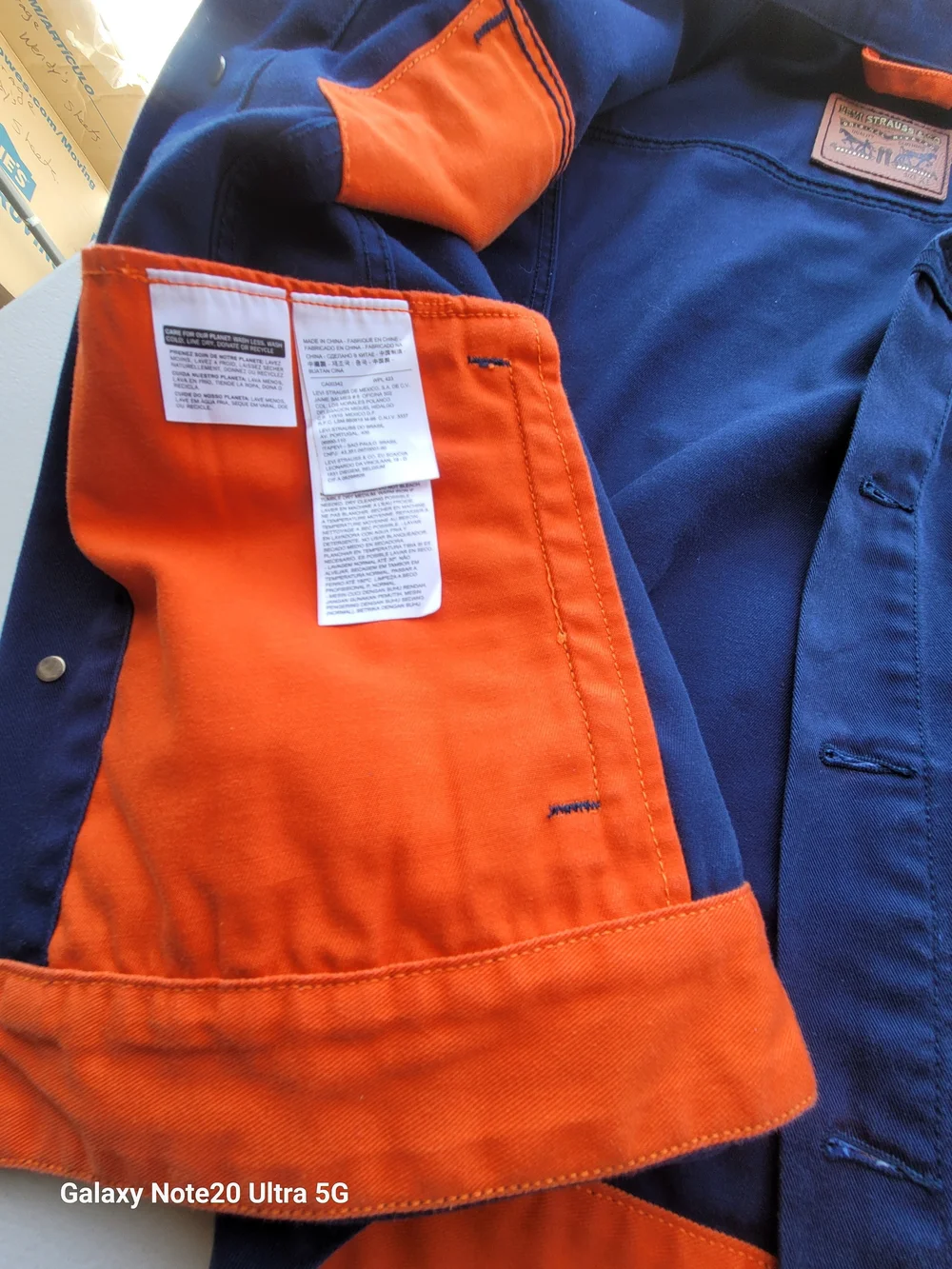 Levi's Navy Denim Trucker Jacket with Broncos Patch - Picture 3 of 5